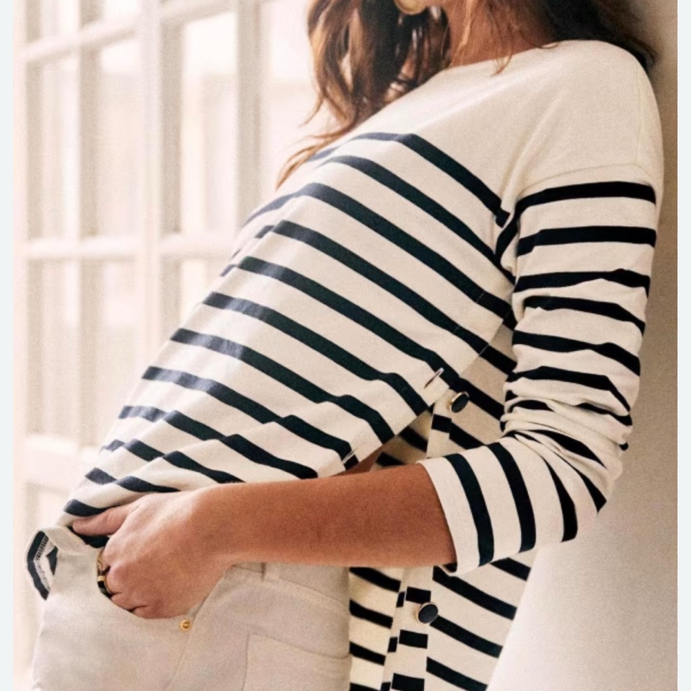 Sezane NOAN MARINIÈRE top cream/navy medium